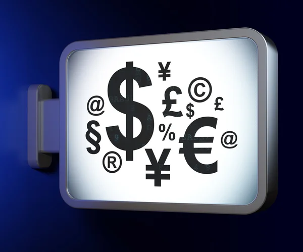 Pénzügyi fogalom: pénzügyi szimbólum a billboard háttér — Stock Fotó
