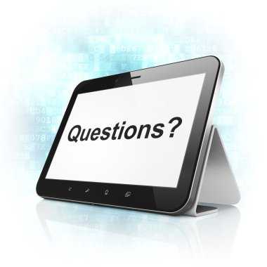 Eğitim kavramı: soru? tablet pc bilgisayarınıza