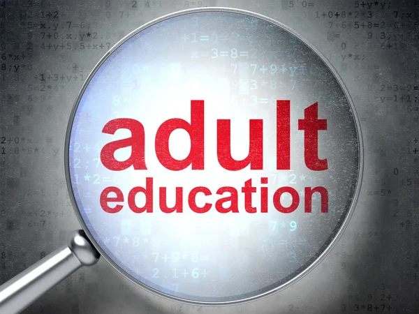 Education concept: Adult Education with optical glass — Stock Photo, Image