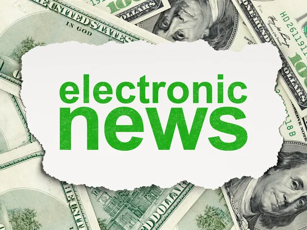 Concepto de noticias: Noticias electrónicas sobre el fondo del dinero — Foto de Stock