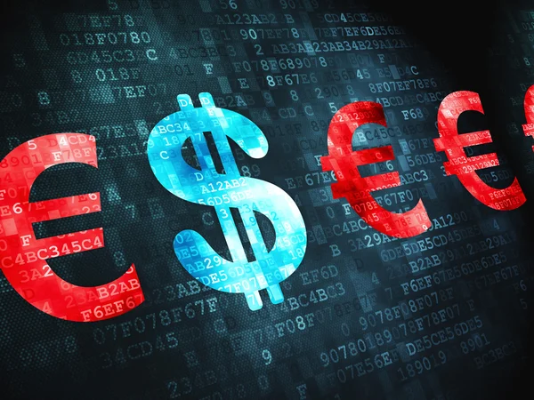 Currency concept: Dollar And Euro on digital background — Stock Photo, Image