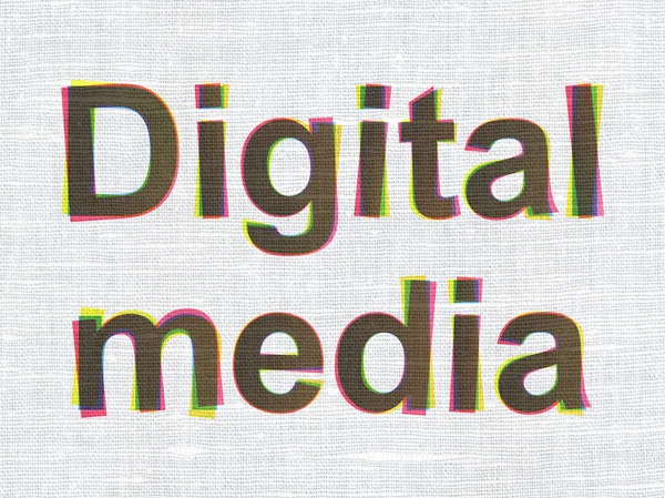 Marketingkonzept: Digitale Medien auf textilem Hintergrund — Stockfoto