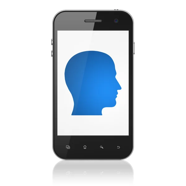 Concepto de marketing: Head on smartphone — Foto de Stock