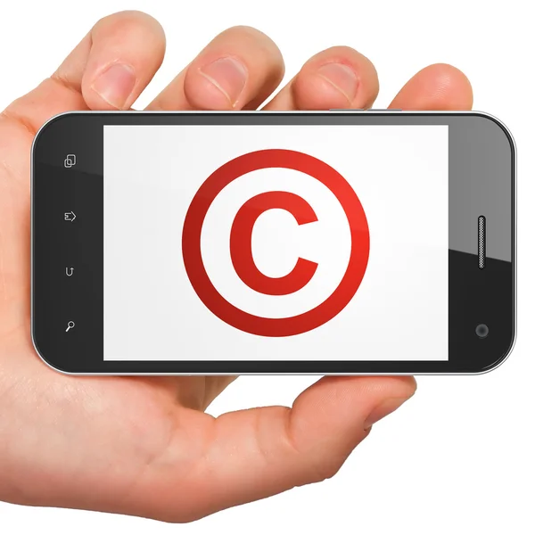 Concepto de ley: Copyright en smartphone — Foto de Stock