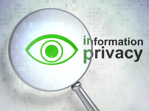 Concepto de privacidad: Ojo e información Privacidad con vidrio óptico — Foto de Stock