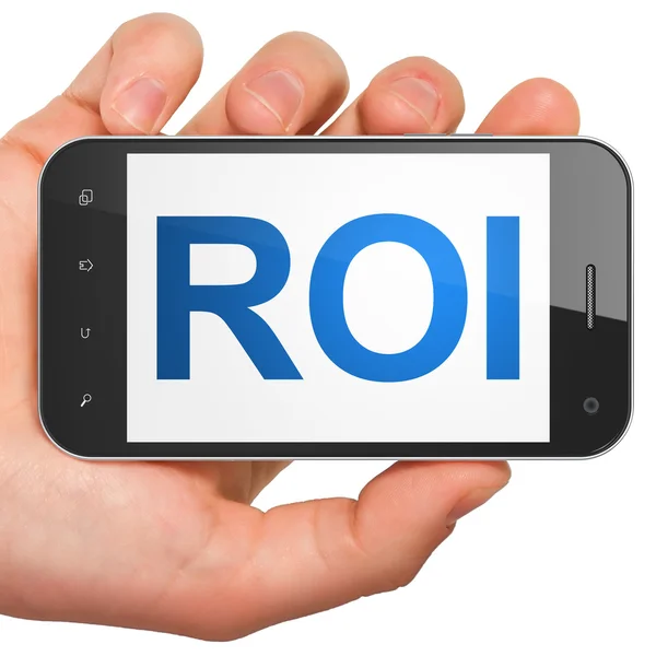 Концепция бизнеса: ROI на смартфоне — стоковое фото