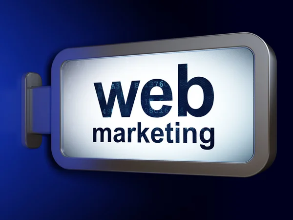 Web geliştirme kavramı: web pazarlama billboard zemin üzerine — Stok fotoğraf