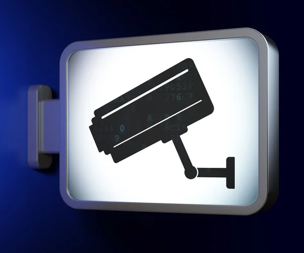 Concetto di protezione: Cctv Camera su sfondo cartellone — Foto Stock