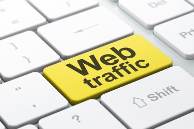 SEO web tasarım konsepti: bilgisayar klavye backgro Web Trafik