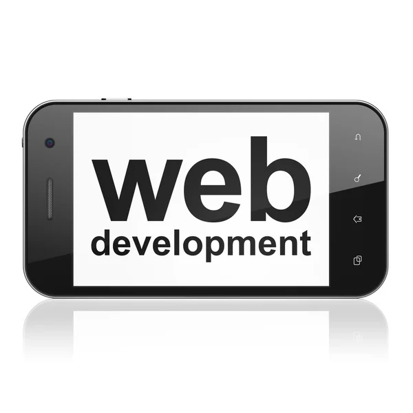 Conceito de Web design: Desenvolvimento Web no smartphone — Fotografia de Stock