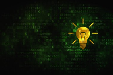 Finans kavramı: Dijital arkaplanda ampul