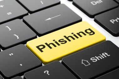 Güvenlik kavramı: Phishing bilgisayar klavye arka plan üzerinde