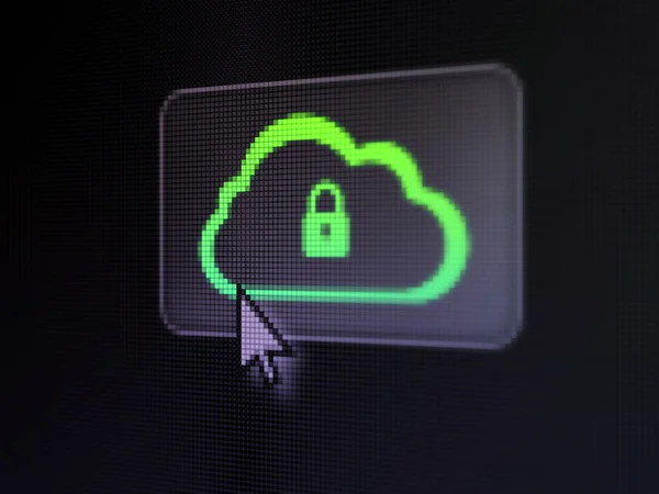 Cloud technology concept: Cloud With Padlock on digital button background — Stock Photo, Image