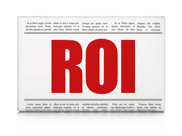 Concetto di notizie finanziarie: titolo del giornale ROI — Foto Stock