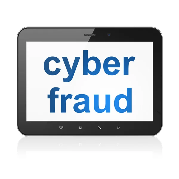 Sicherheitskonzept: Cyber-Betrug am Tablet-Computer — Stockfoto