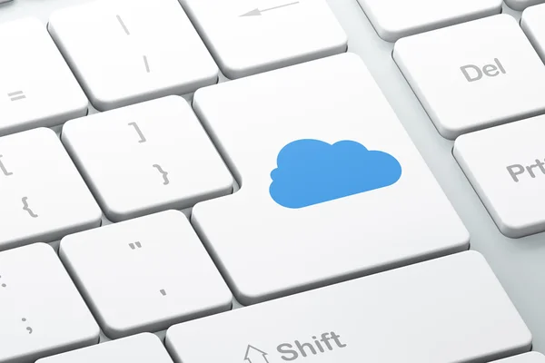 Cloud computing koncept: moln på dator tangentbord bakgrund — Stockfoto