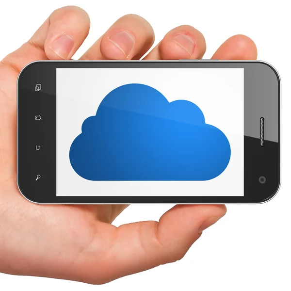 Cloud nätverkskoncept: moln på smartphone — Stockfoto