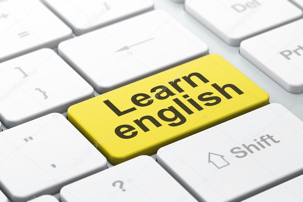 Education concept: Learn English on computer keyboard background