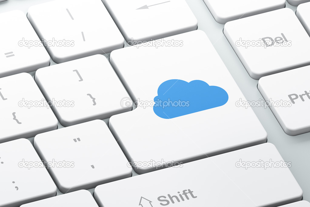 Cloud computing concept: Cloud on computer keyboard background