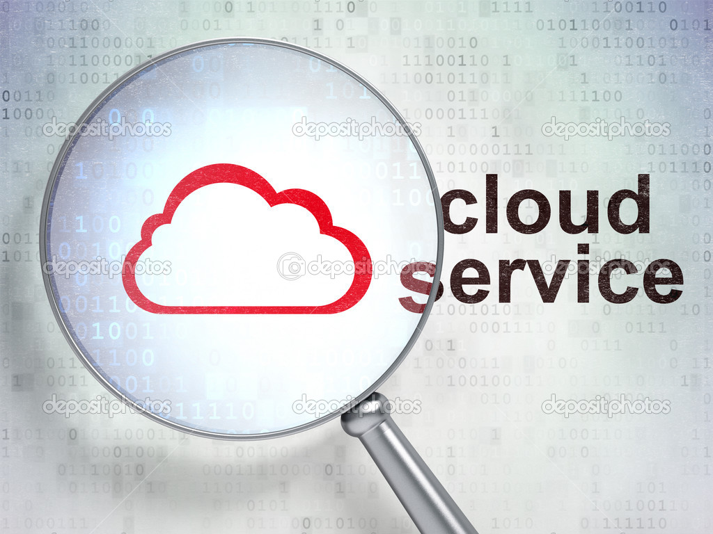 Cloud computing concept: Cloud and Cloud Service with optical glass