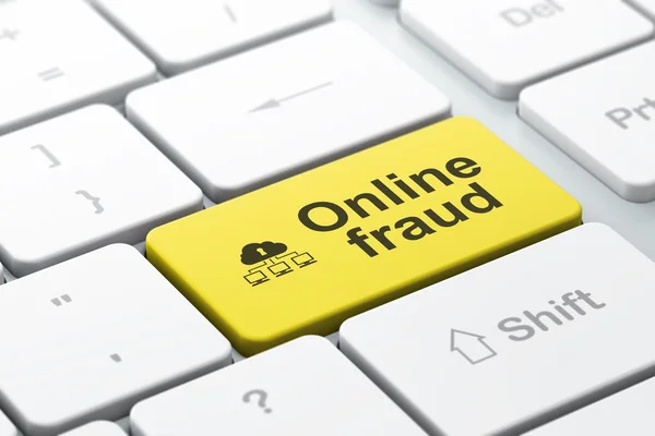 Veiligheidsconcept: wolk netwerk en online fraude op toetsenbord — Stockfoto