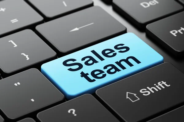 Reclame concept: salesteam op computer toetsenbord achtergrond — Stockfoto