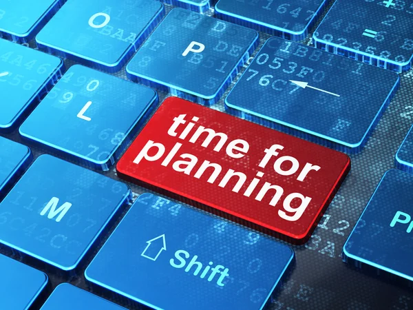 Zaman kavramı: bilgisayar klavye arka plan üzerinde planlama Zamanı — Stok fotoğraf