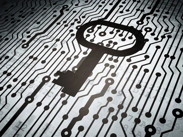 Protection concept: circuit board with Key — Stock Photo, Image