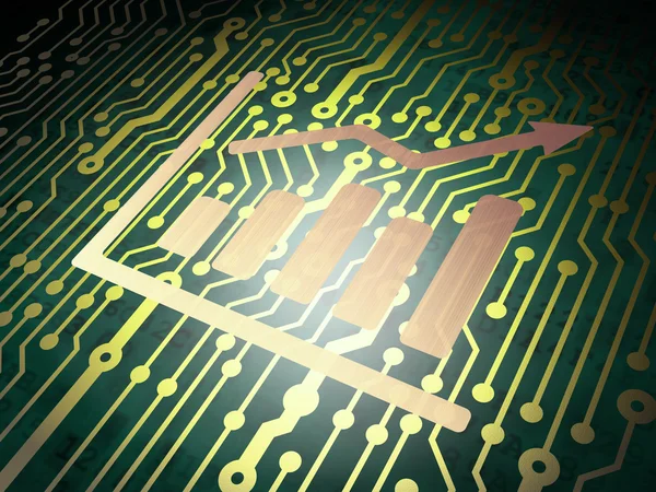 News concept: circuit board with Growth Graph — Stock Photo, Image