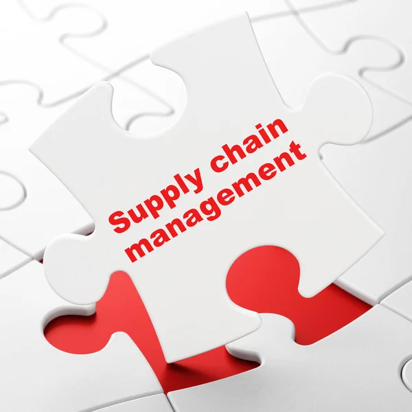 Conceito de publicidade: Supply Chain Management em fundo de quebra-cabeça — Fotografia de Stock