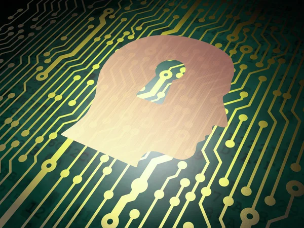 Security concept: circuit board with Head With Keyhole — Stock Photo, Image