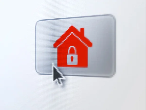 Koncepcja bezpieczeństwa: Dom na tle przycisk cyfrowy — Stockfoto