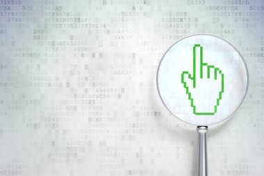 Web tasarım konsepti: optik cam dijital üzerine fare imleci