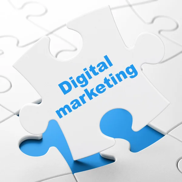 Reklamní koncept: Digitální marketing na pozadí puzzle — Stock fotografie