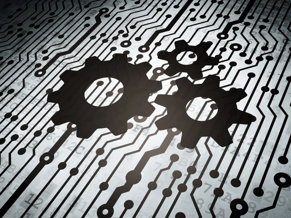 Web development concept: circuit board with Gears — Stock Photo, Image