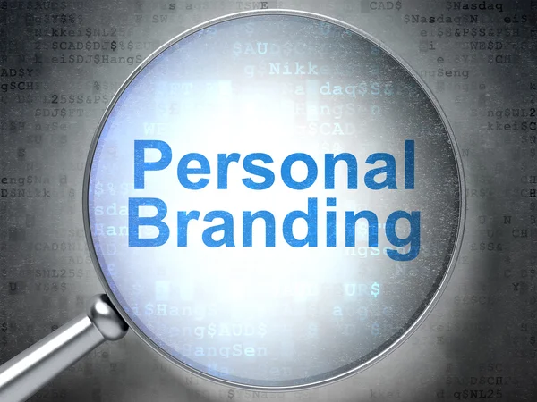 Concepto de marketing: Branding personal con vidrio óptico — Foto de Stock