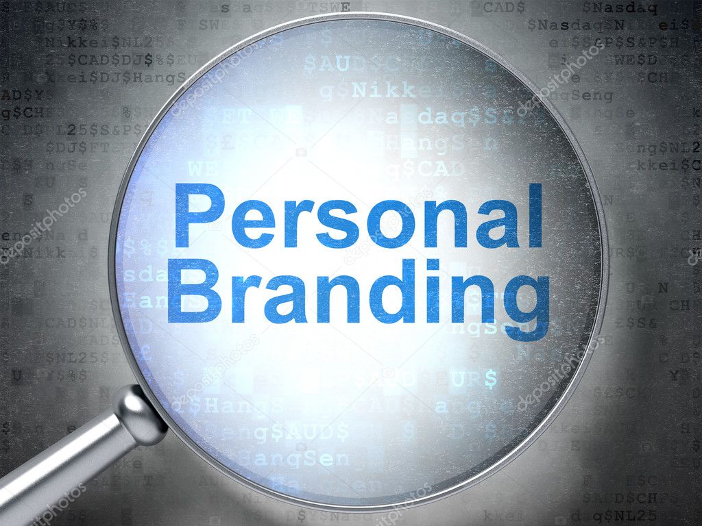 Marketing concept: Personal Branding with optical glass