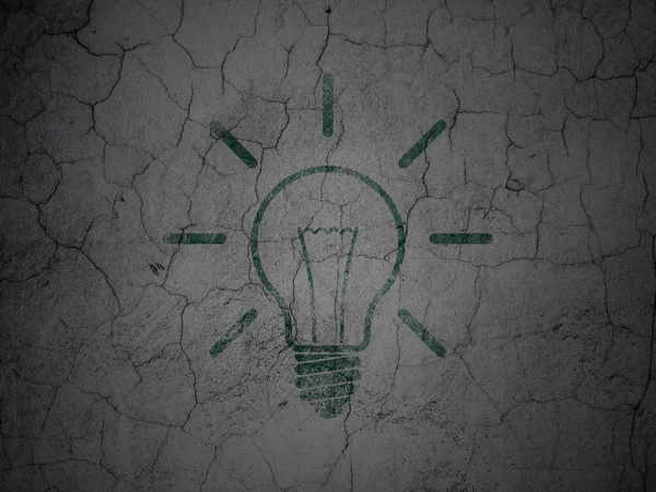 Finance concept: Light Bulb on grunge wall background — Stock Photo, Image