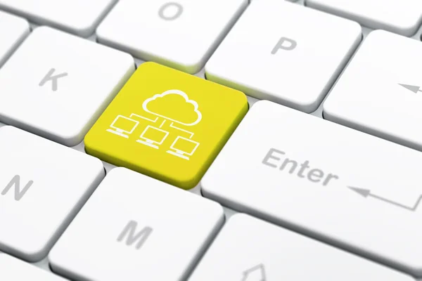 Concept de technologie Cloud : Cloud Network sur clavier — Photo