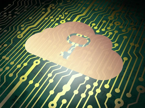 Návrh technologie cloud: Plošný spoj s oblak s klíčem — Stock fotografie