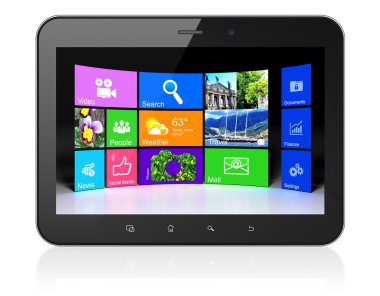 siyah tablet pc bilgisayar masaüstüne
