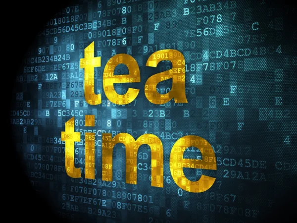 Conceito de tempo: Tea Time em fundo digital — Fotografia de Stock