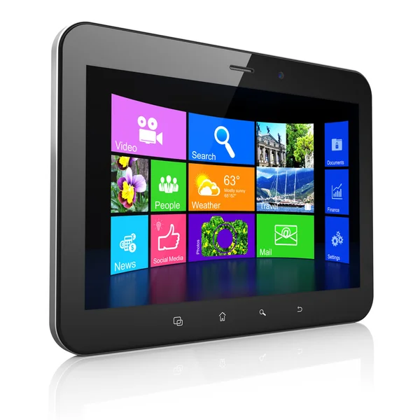 Desktop on black tablet pc computer — Stock Photo, Image