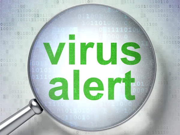 Concepto de privacidad: Virus Alert con vidrio óptico — Foto de Stock