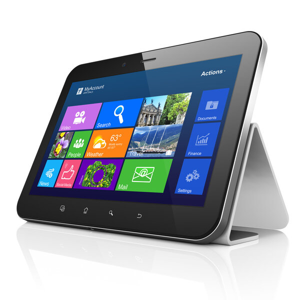 Desktop on black tablet pc computer