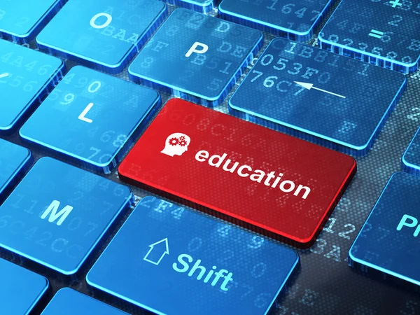 Education concept: Head With Gears and Education on keyboard — Stock Photo, Image