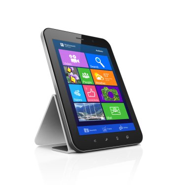 siyah tablet pc bilgisayar masaüstüne