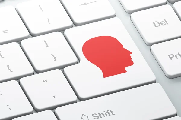 Education concept: Head on computer keyboard background — Stock Photo, Image