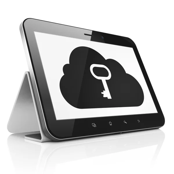 Technology concept: Cloud With Key on tablet pc computer — Stock Photo, Image