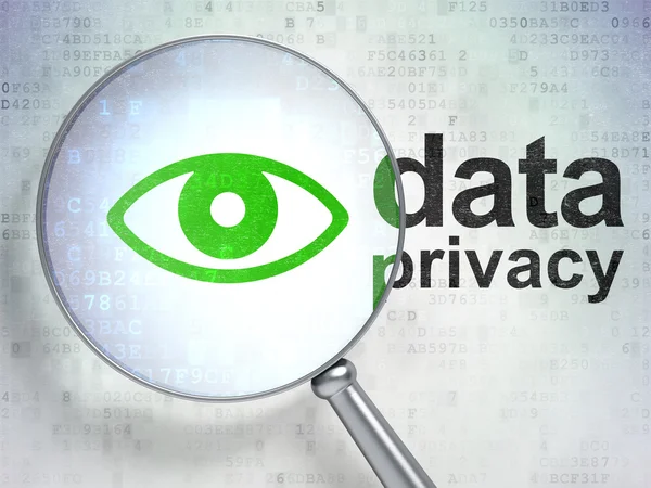 Privacy concept: Eye and Data Privacy with optical glass — Stock Photo, Image